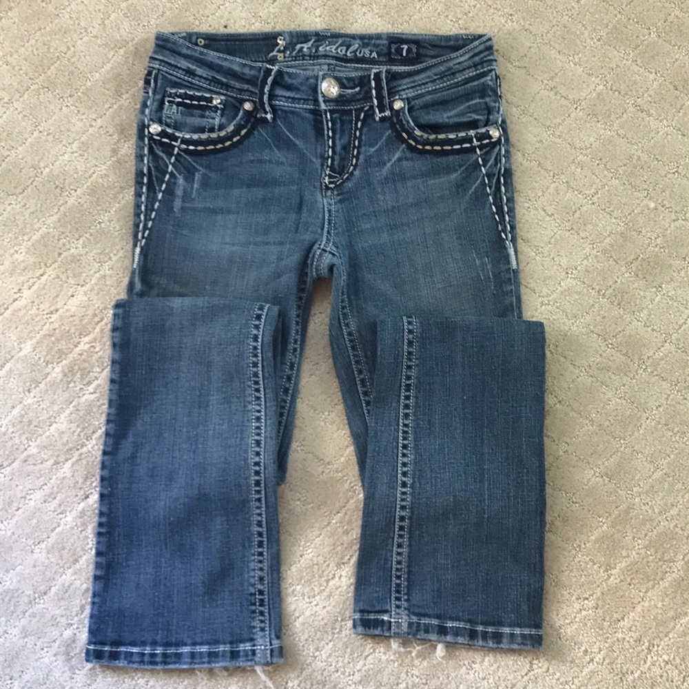 EUC LA Idol distressed denim bootcut jeans